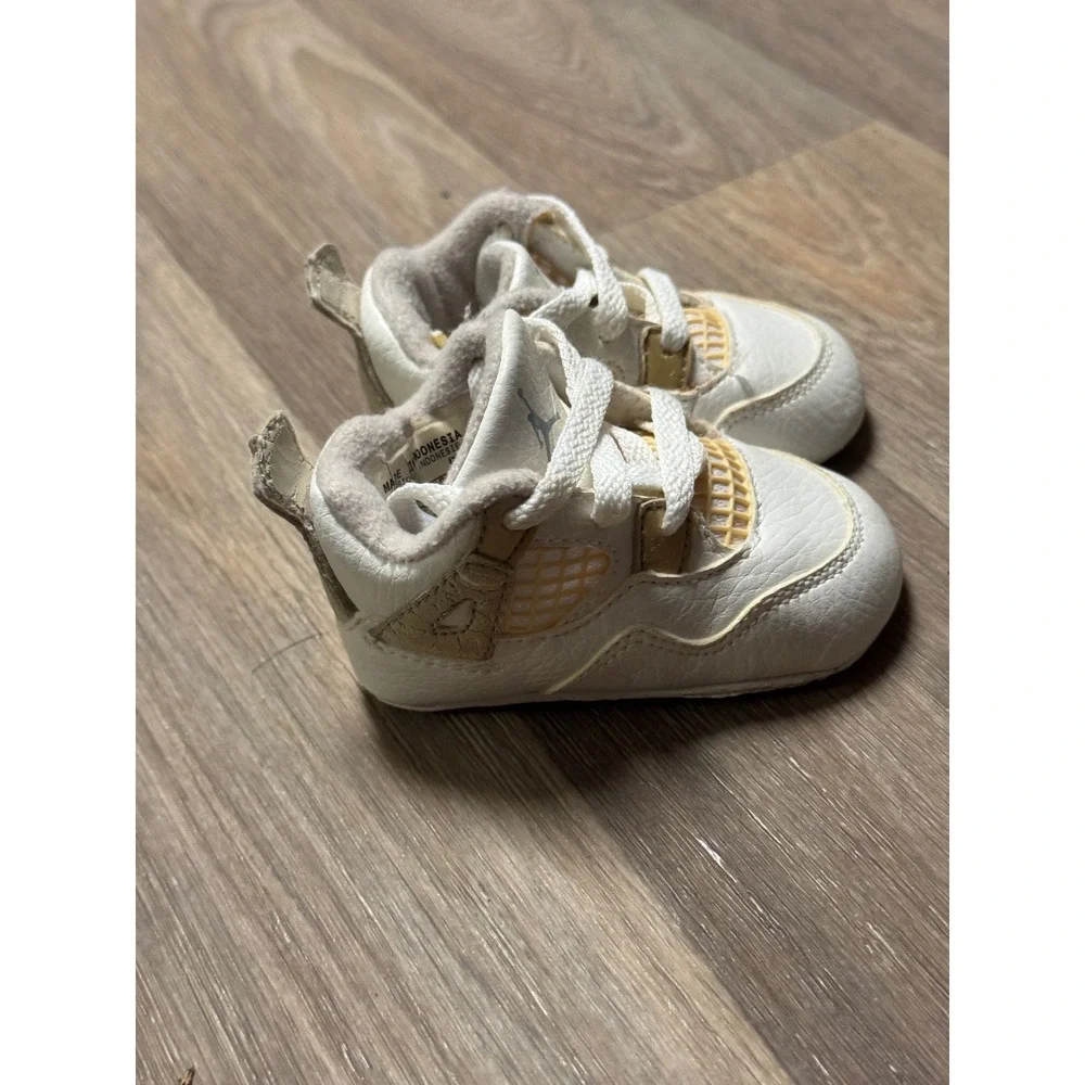 Jordan 4 Retro Sand 2006 White Linen Baby Infant Crib Shoes 2C 308501-142
